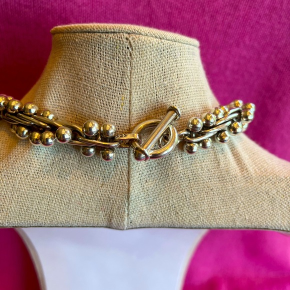 Sterling Silver Barbell Link Choker - Picture 3 of 16